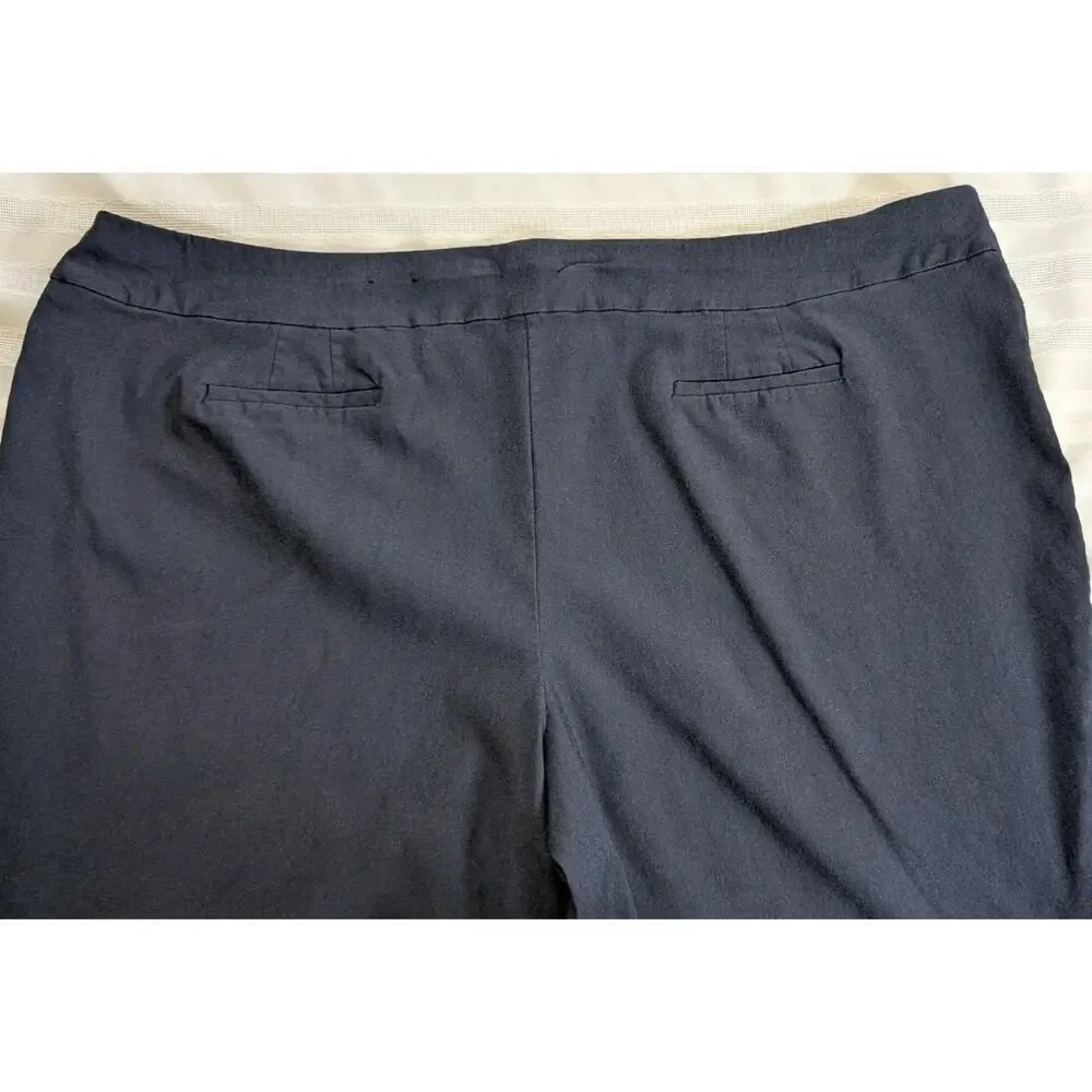 Avenue Womens Plus Size Super Stretch Trousers Ankle Pants Blue US SZ30 PETITE